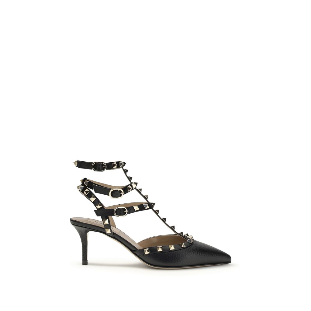 Valentino Garavani Black Calf Leather Bos Taurus Pumps